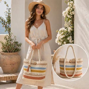 Patrón de bolso de ganchillo, bolso elegante para la playa o el mercado, ideal para principiantes (descarga en PDF)