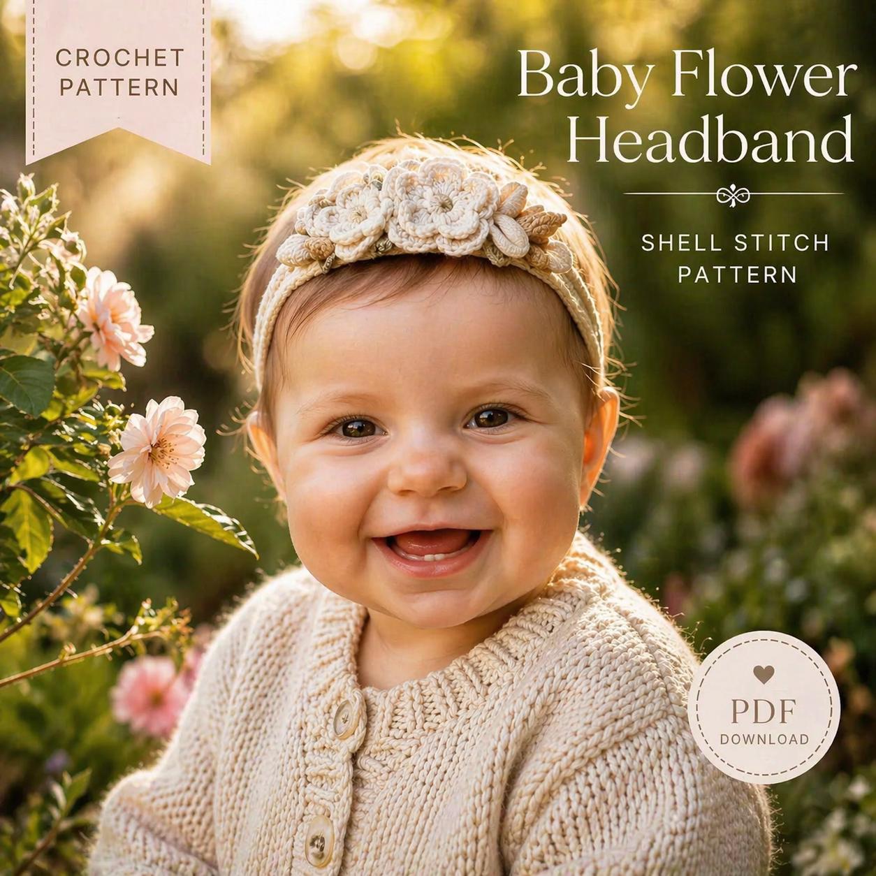 35 Baby Headband Crochet Patterns for Adorable Keepsakes and Photo Props 23 Baby Flower Headband Crochet Pattern Shell Stitch Baby