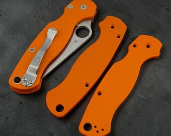 Custom Orange G10 Scales for Spyderco Paramilitary 2 – Lightweight Replacement Handles