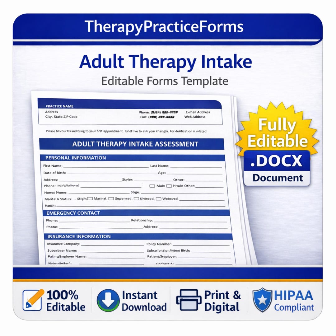 Adult Therapy Intake Assessment | Comprehensive Initial Evaluation ...