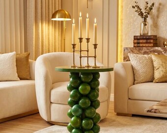 Handmade Modern Bubble Side Table, Decorative Accent Table for Living Room, Unique Round End Table, Colorful Home Decor