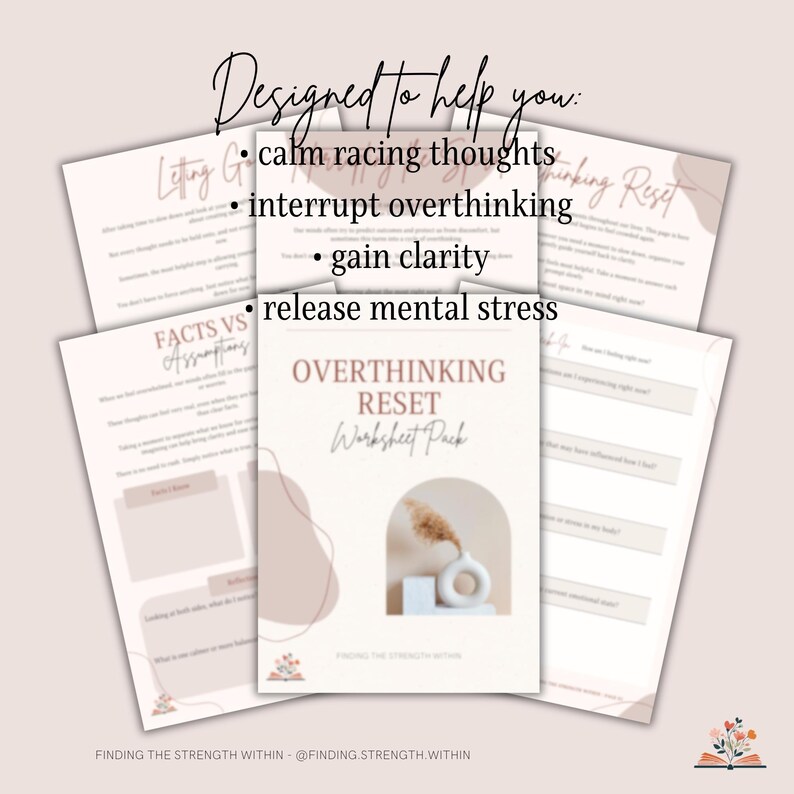 Overthinking Reset Worksheets Printable | Anxiety Thought Organizer ...