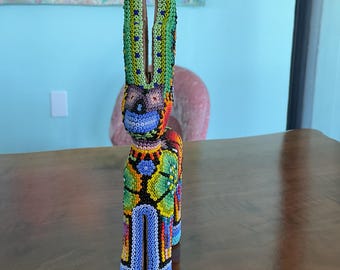 Hand-Beaded Huichol Deer Sculpture – Mexican Folk Art (Wixárika Inspired)