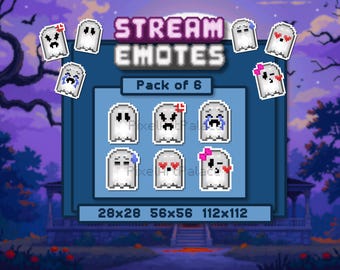 Halloween Spooky Ghost Emotes for Streams and Chat Servers, Horror Streamer Assets for Fall, 6 Cute Supernatural Reactions (18 PNG Files)