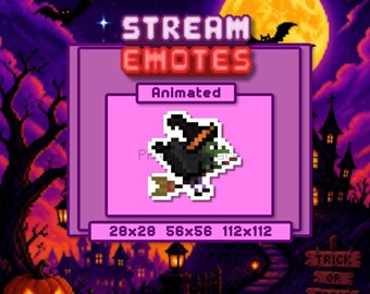 Animated Halloween Witch Emote for Streams and Chat Servers, Horror Streamer Assets for Fall, 1 Magical Spellcaster Design (3 GIF Files)