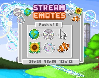 Frutiger Aero Emotes for Streams and Chat Servers, Cybercore Nostalgic Streamer Assets for Retro Gaming, 6 Y2K Designs (18 PNG Files)
