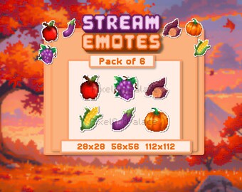 Autumn Cottagecore Emotes for Streams and Chat Servers, Festive Fall Assets for Cozy Farm Game Streamers, 6 Unique Designs (18 PNG Files)
