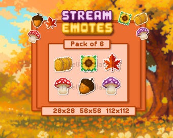 Cozy Autumn Forager Emotes for Streams and Chat Servers, Cottagecore Assets for Cozy Farm Game Streamers, 6 Unique Designs (18 PNG Files)