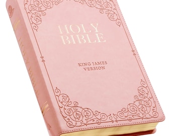 Biblia Santa KJV con letra gigante, piel sintética rosa, versión King James