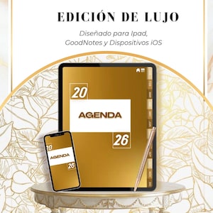 Agenda Digital 2026 Dorada | Organizador Personal para iPad y Tablet | Incluye Finanzas, Hábitos y Planificación Mensual