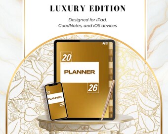 2026 Digital Gold Agenda | Luxury Life Organizer for Goodnotes and iPad | Includes Budget, Habit Tracker & Monthly Planning