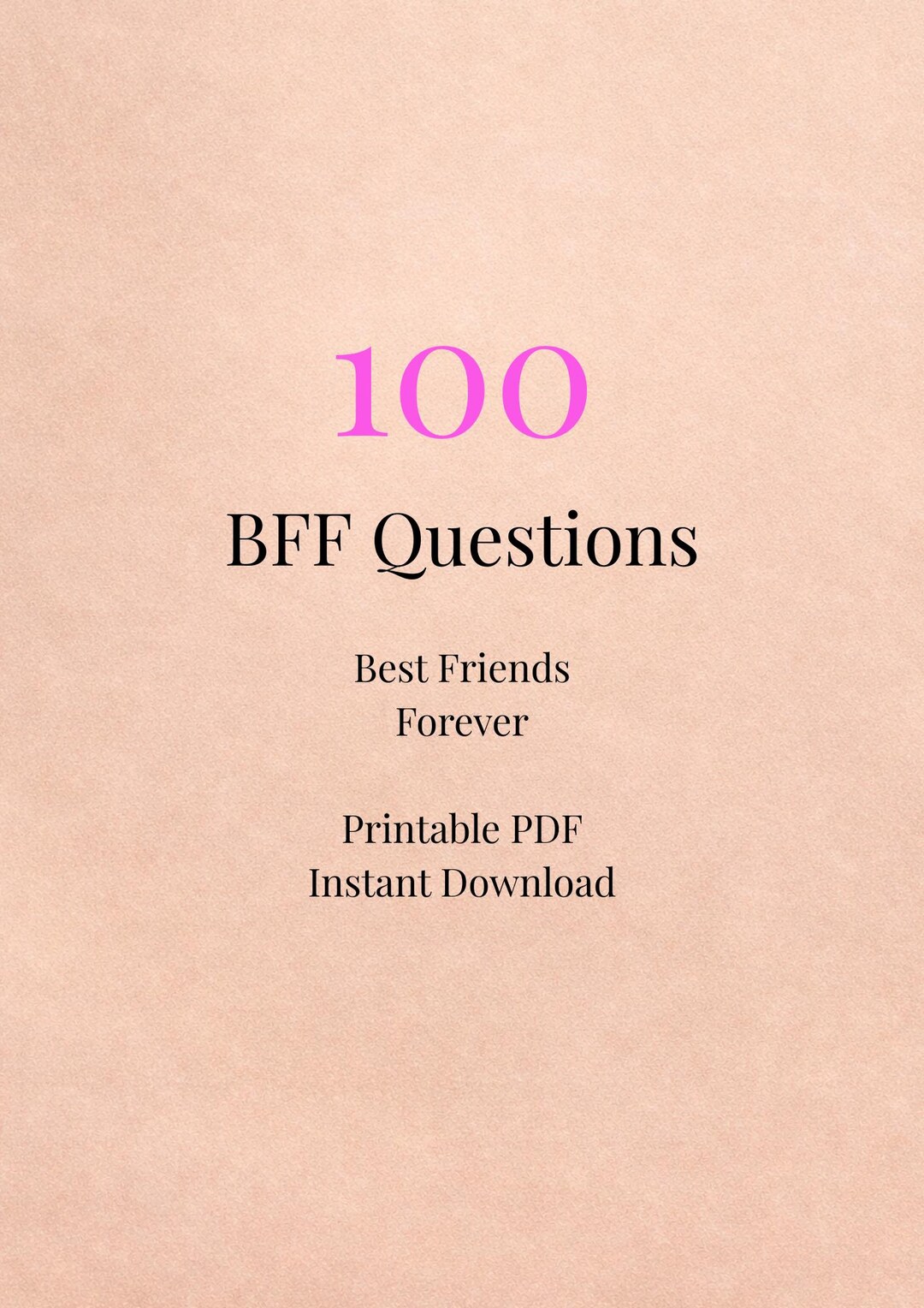 BFF Questions for Best Friends 100 Questions Printable PDF Fun Deep ...