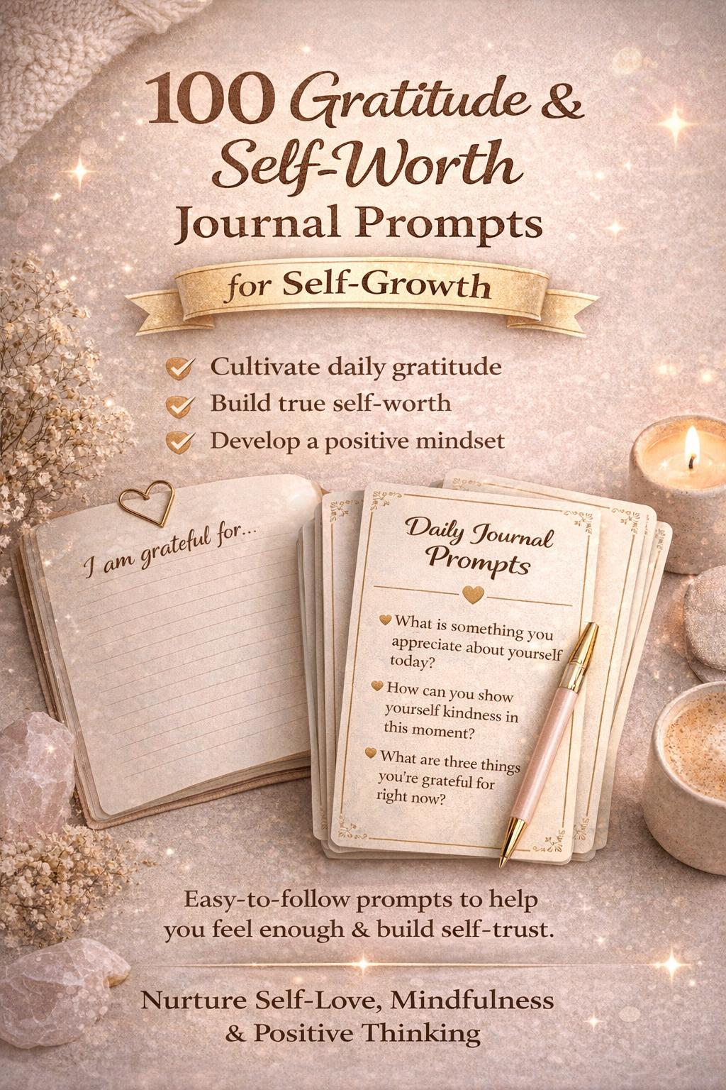 Daily Gratitude Self Worth Journal Prompts 100 Prompts Printable PDF ...