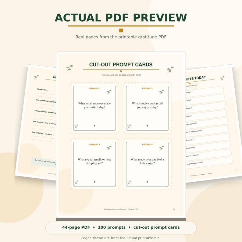 Gratitude Journal Prompts 100 Prompts Printable PDF Daily Self ...