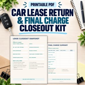 Car Lease Return & Final Charge Closeout Kit - Printable Turn-In Checklist, Charge Review, Return Proof and Balance Tracker