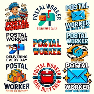 Postal Worker PNG SVG Bundle | Mail Carrier Sublimation Design | Postman Clipart | Delivery Service Art