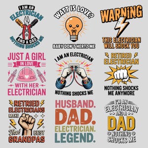 Elektriker PNG SVG-paket | Linjearbetare citatdesigner | Verktygslåda-konstverk | Cricut-skärfiler | Direktnedladdning