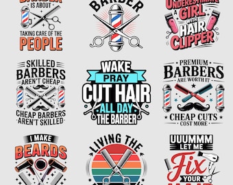 Haar Stylistin Spruch PNG SVG Pack | Barbershop Humor Kunstwerk | Clipper Schere Illustration | Bart Grafik