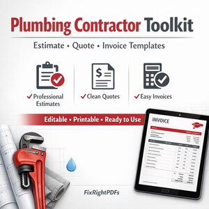 Toolkit voor sanitairaannemer | Sjablonen voor schattingen, offertes en facturen (digitale download)