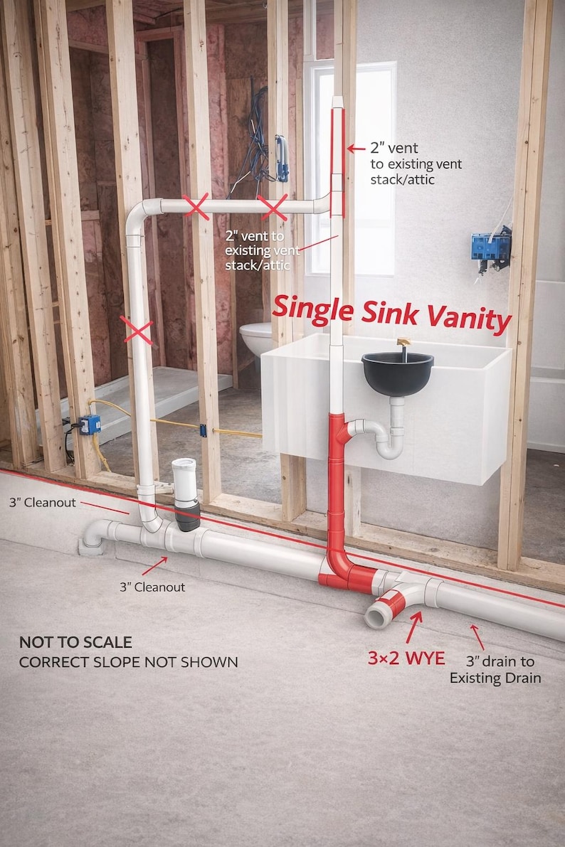 Plumbing Routing Professional Plumbing Diagram Poster | DWV System Training Chart ...
