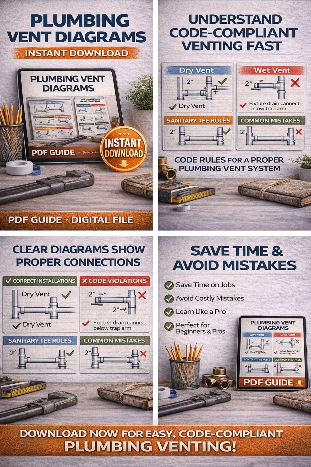 Plumbing Diagram Poster – Vertical Vent Fitting Guide (digital Download ...