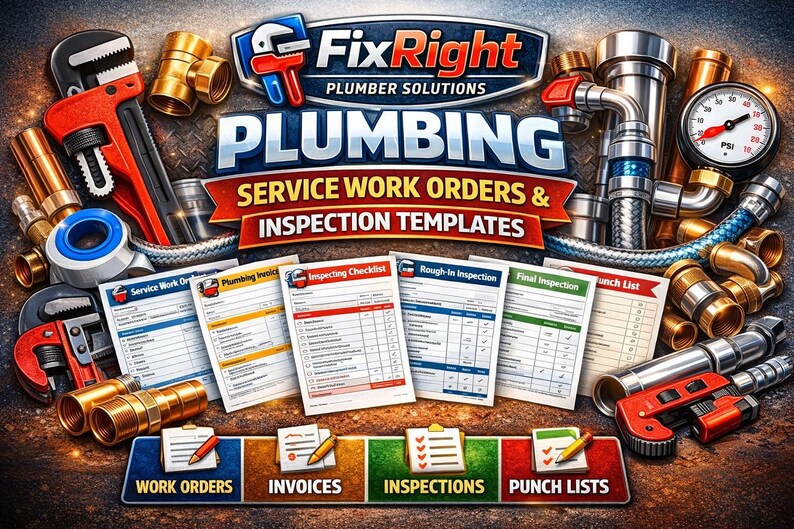 Pipe Order Form Plumbing Work Order Invoice Inspection Templates (digital Download) - Etsy
