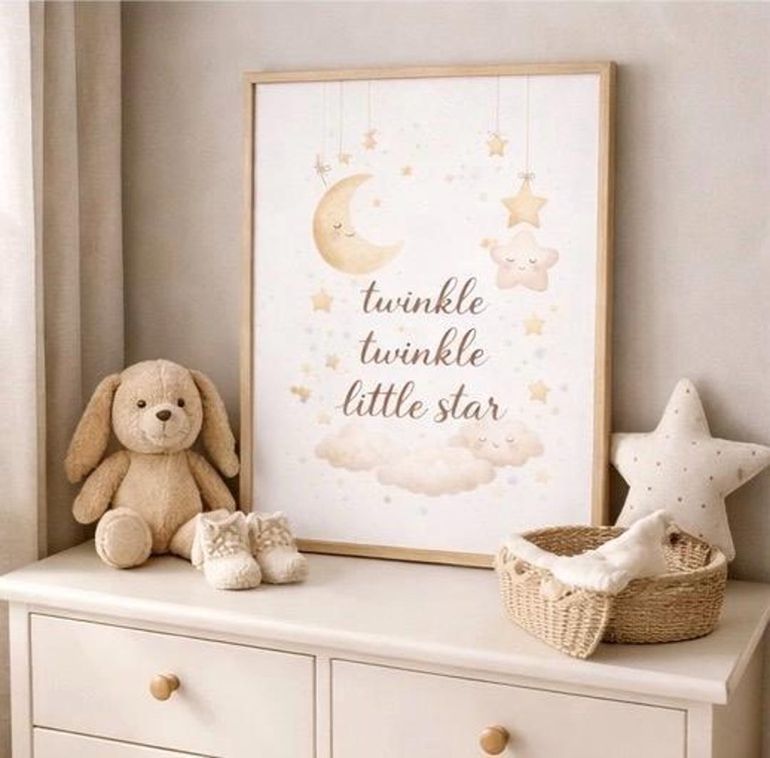 Twinkle Twinkle Little Star Nursery Printable, Moon Stars Baby Room ...