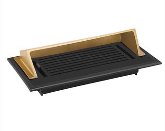Cast Aluminum Floor Vent Air Deflector 4x10 | HVAC Diverter Cover (Silver/Gold)