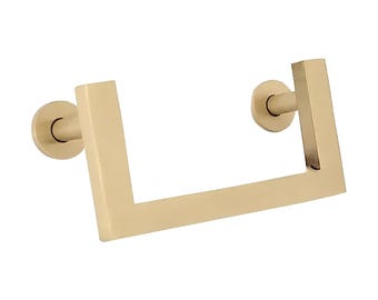 Solid Brass Half Square Cabinet Pull | Modern Geometric Drawer Handle (3 Inch)