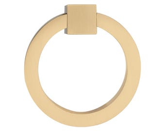 Tirador de anilla de latón macizo de 2" / Herrajes modernos para cajones y armarios / Varios acabados
