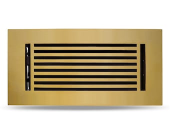 Modern Linear 4x10 Floor Vent | Brushed Gold Cast Aluminum Register | Wall & Ceiling