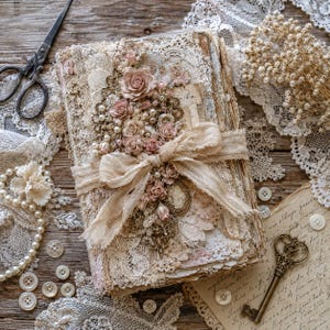 Junk Journal Kit | Vintage Lace Printable, Shabby Chic Ephemera, Antique Floral Journal Pages, Scrapbook Papers, Digital Download