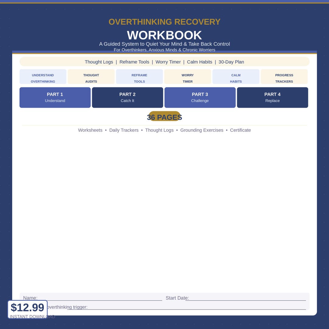 Overthinking and Anxiety Workbook | Stop Spiraling, Calm Your Mind ...