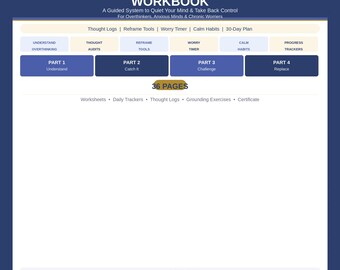 Overthinking and Anxiety Workbook | Stop Spiraling, Calm Your Mind ...