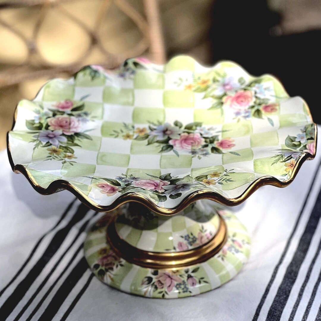 マッケンジーチャイルズ　Mackenzie ケーキスタンド MacKenzie-Childs Fluted Cake Stand
