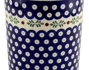Polish Pottery Kitchen Utensil Holder Handmade by Zaklady Boleslawiec Poland  7" High Utensil Jar
