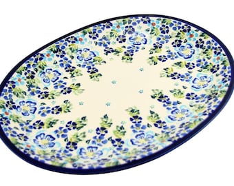 Polish Pottery Oval Large Platter 13.5" L x 10.5" W x 1" H by Zaklady Boleslawiec Poland