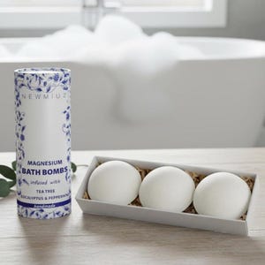 Magnesium Bubble Bath Bombs | Long-Lasting Foam | Tea Tree for Sore Muscles | Relaxing & Calming Soak | Self Care Spa Gift
