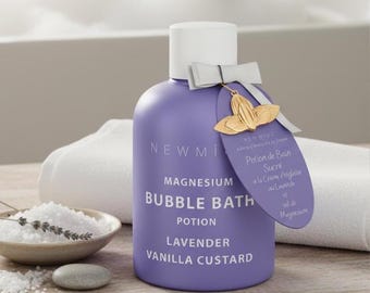 Magnesium Bubble Bath | Lavender Vanilla Foaming Soak | Long-Lasting Bubbles | Moisturizing,  Muscle Relaxing|Self Care Gift