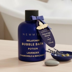 Bain moussant sommeil profond à la mélatonine | Lavande Camomille Bergamote | bulles durables | Hydratant et relaxant | Cadeau apaisant pour prendre soin de soi