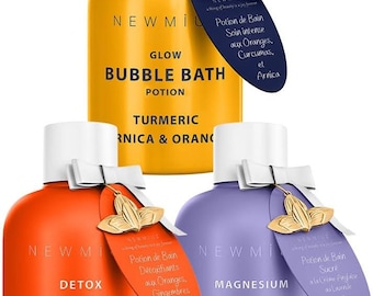 Set de baño de burbujas de lujo / Paquete de 3 baños espumosos / Desintoxicante, magnesio, cúrcuma / Regalos de spa hidratantes para mujeres y hombres