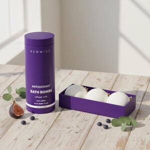 Acai Blåbärsfikon Badbomb – Extra Stor Kolsyrad Spabad med Antioxidanter, Återfuktande Present till Henne, Avslappning & Självvård