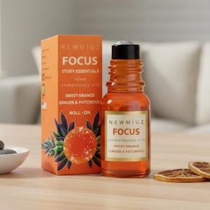 Focus Roll-On: Mistura de Óleos Essenciais de Laranja, Gengibre e Patchouli