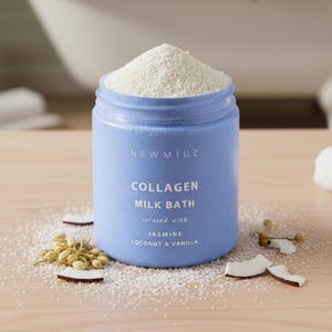 Banho de Leite com Colágeno: Jasmim, Coco, Baunilha, Argila de Caulim