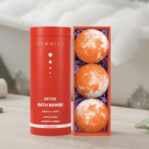 Bombas de banho detox XL: óleo essencial de gengibre, limão e amêndoa totalmente natural