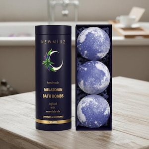 XL Melatonin Bath Bombs: Lavender Chamomile Essential Oils