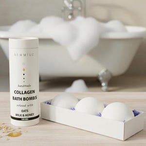 XL Collagen Bath Bombs: Oatmeal, Milk, Manuka Honey, Shea Butter