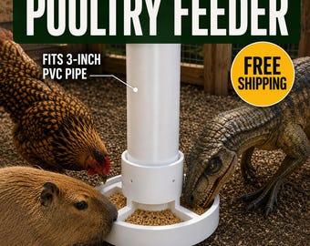3-Inch PVC Chicken Feeder Bowl – Anti-Spill Gravity Feed Adapter, No-Waste Poultry Feeder in PETG