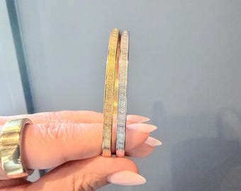 The Hellenic Bangle | Stainless Steel Greek Key Bangle