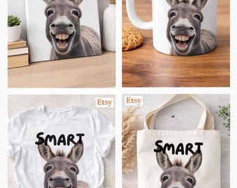 Funny Donkey PNG, Smart Ass Shirt Design, Donkey Smile PNG, Sarcastic Humor Graphic, Printable T-Shirt Design, Instant Download